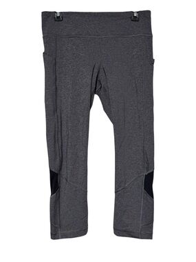Lululemon Cropped Leggings Capris Women Size 8 Gray Black Workout Athletic Sport